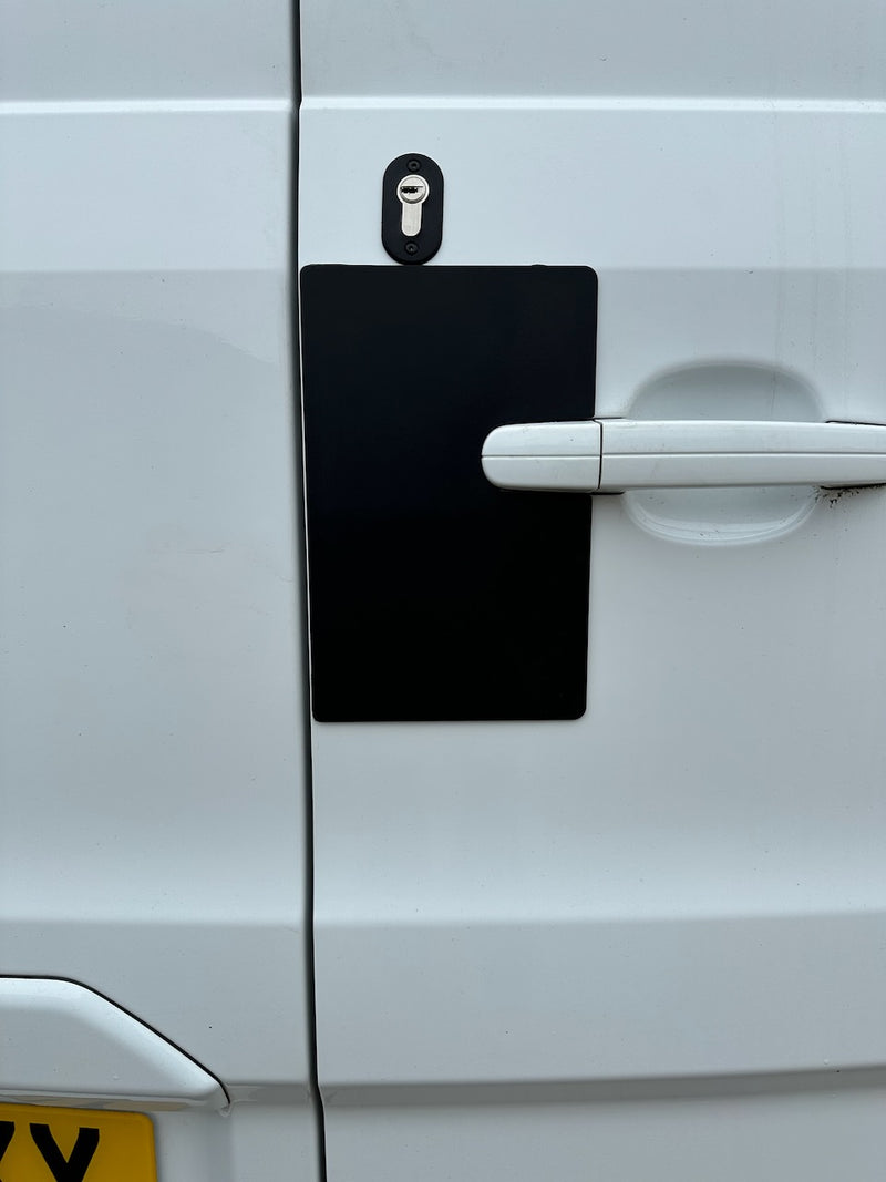 Ford Transit Custom 2013 twin rear door lback latch shield from Vanlocker