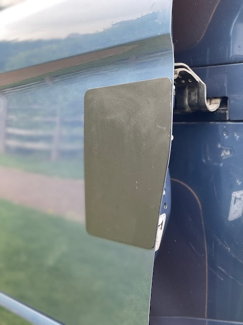 Ford Transit Custom 2013 passenger sliding door external latch shield fitted by Vanlocker