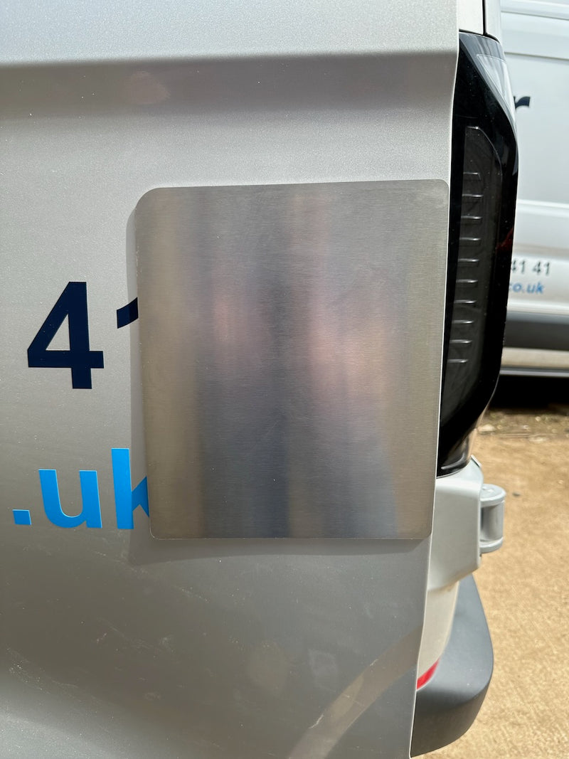 Stainless latch shield for the New 2023 Ford Transit Custom